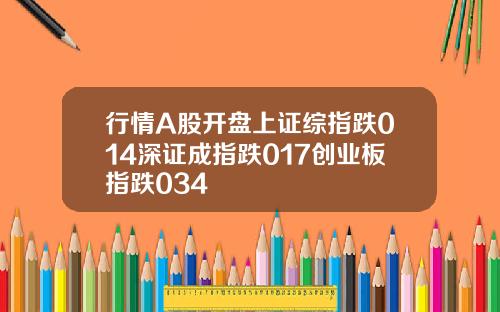 行情A股开盘上证综指跌014深证成指跌017创业板指跌034