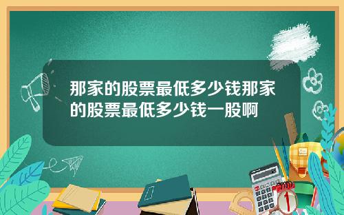 那家的股票最低多少钱那家的股票最低多少钱一股啊