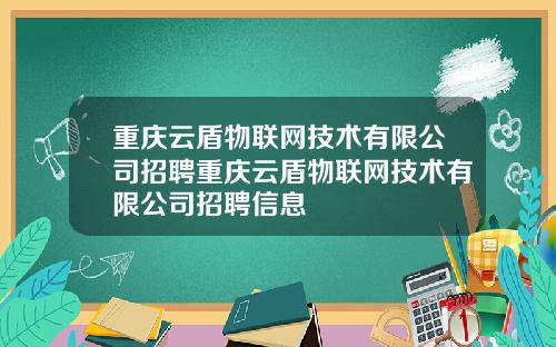 重庆云盾物联网技术有限公司招聘重庆云盾物联网技术有限公司招聘信息