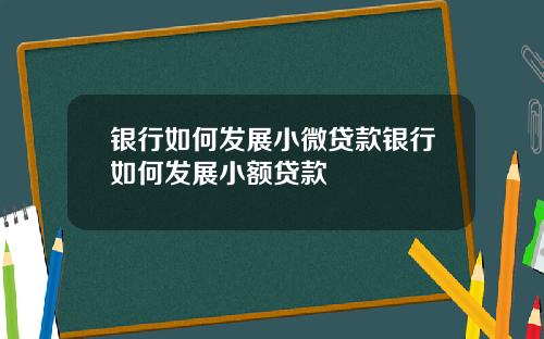 银行如何发展小微贷款银行如何发展小额贷款