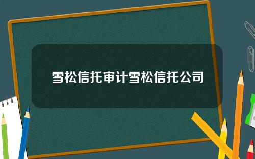 雪松信托审计雪松信托公司
