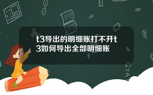 t3导出的明细账打不开t3如何导出全部明细账