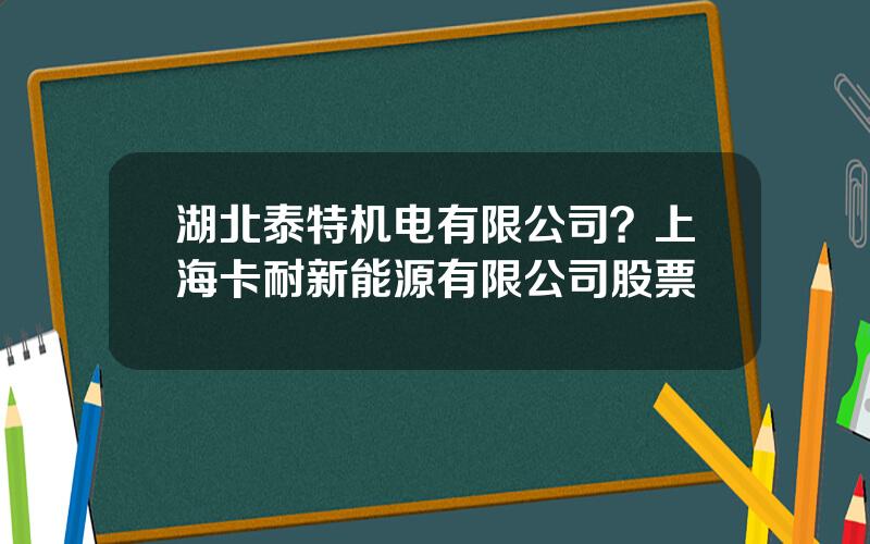 湖北泰特机电有限公司？上海卡耐新能源有限公司股票