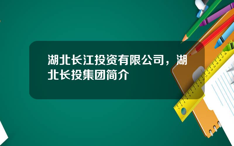 湖北长江投资有限公司，湖北长投集团简介