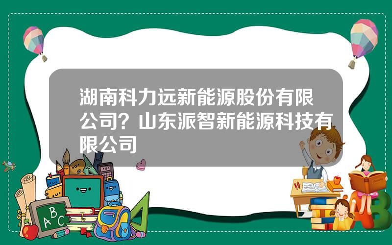 湖南科力远新能源股份有限公司？山东派智新能源科技有限公司