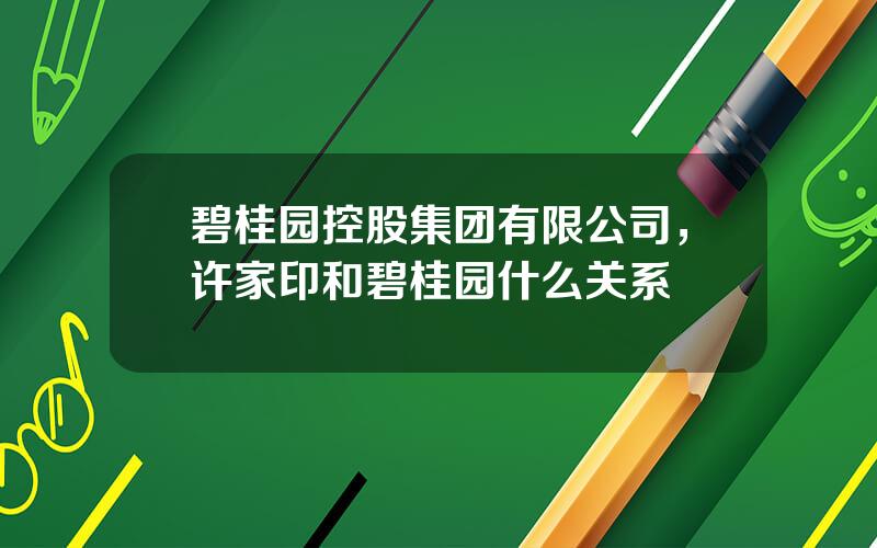 碧桂园控股集团有限公司，许家印和碧桂园什么关系