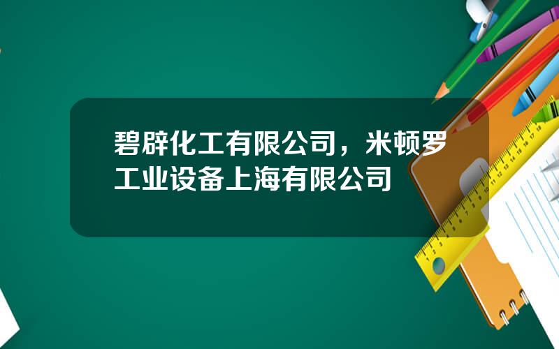 碧辟化工有限公司，米顿罗工业设备上海有限公司