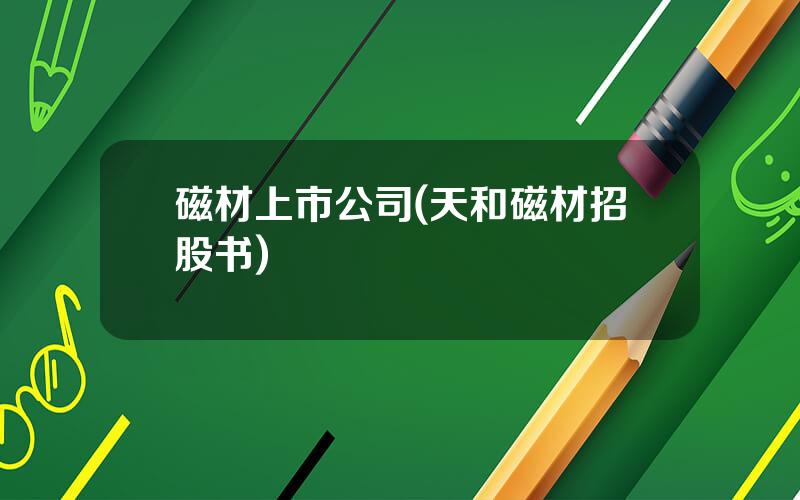 磁材上市公司(天和磁材招股书)