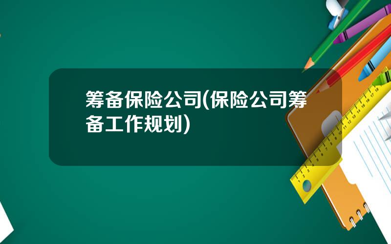 筹备保险公司(保险公司筹备工作规划)