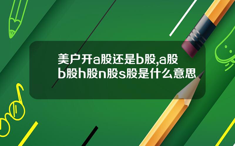 美户开a股还是b股,a股b股h股n股s股是什么意思