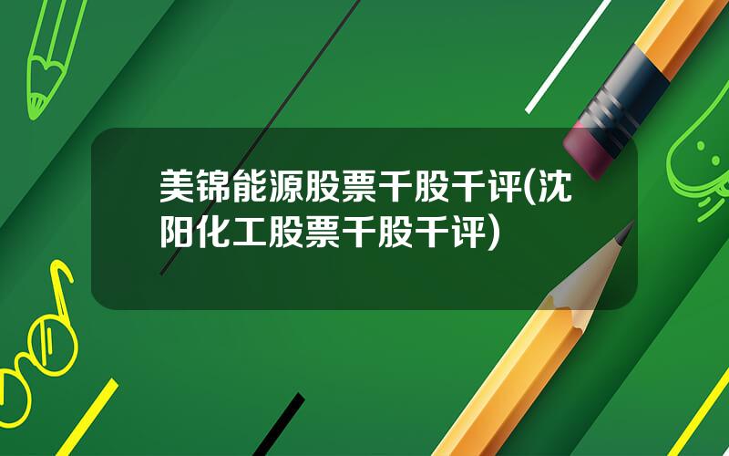 美锦能源股票千股千评(沈阳化工股票千股千评)