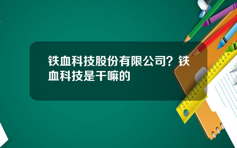 铁血科技股份有限公司？铁血科技是干嘛的